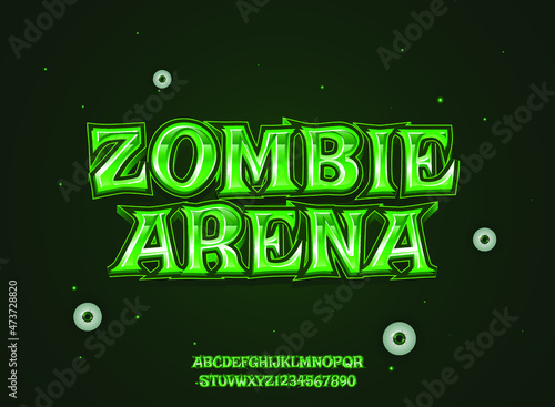fantasy green scary zombie arena with eyes text effect