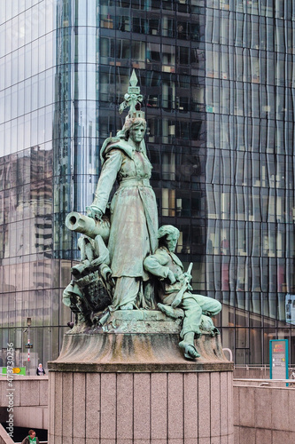 Statue at La Defense, Business district at the west of Paris, France