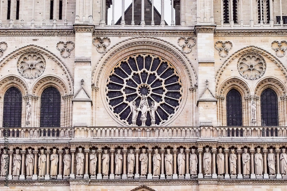 Cathedral Notre Dame de Paris is a most famous Gothic, Roman Catholic cathedral in Paris. France, Europe