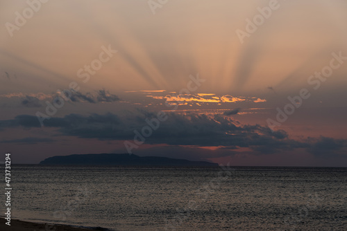 Sunset above Isola di Levanzo, Sicily photo