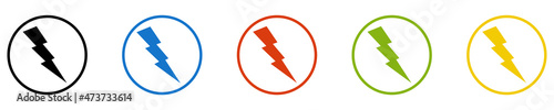 Bunter Banner mit 5 farbigen Icons: Blitz, Strom, Blitzschlag oder Gewitter Free Download Bunter Banner mit 5 farbigen Icons: Blitz, Strom, Blitzschlag oder Gewitter - GFXLoad