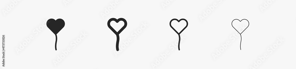 Heart balloon vector icon. Black heart balloon in isolation Heart balloon vector icon. Black heart balloon in isolation