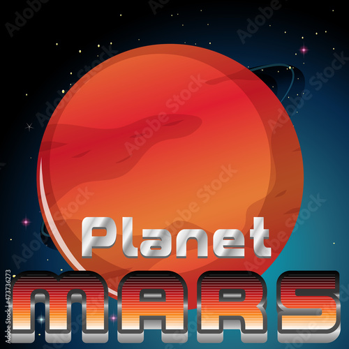 Planet Mars word logo poster