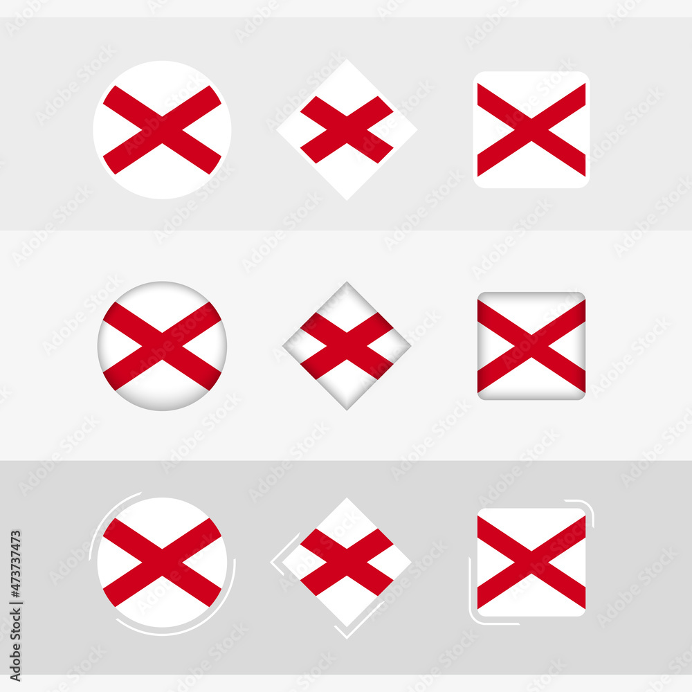 Alabama flag icons set, vector flag of Alabama. Alabama flag icons set, vector flag of Alabama.