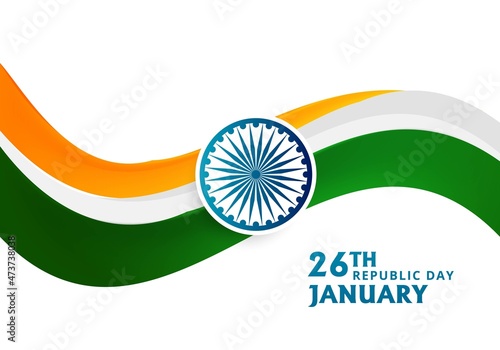 Happy Republic day of India festival with wave background
