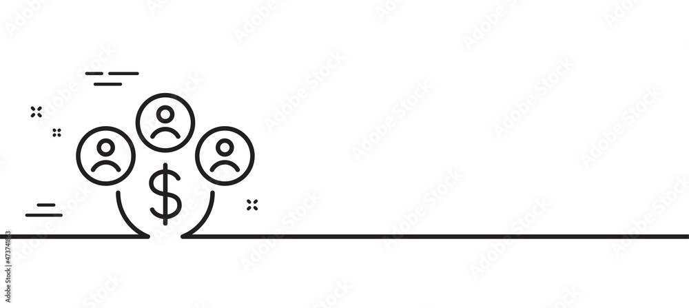 Buying currency line icon. Dollar money sign. Economy trade symbol. Minimal line illustration background. Buying currency line icon pattern banner. White web template concept. Vector Buying currency line icon. Dollar money sign. Economy trade symbol. Minimal line illustration background. Buying currency line icon pattern banner. White web template concept. Vector