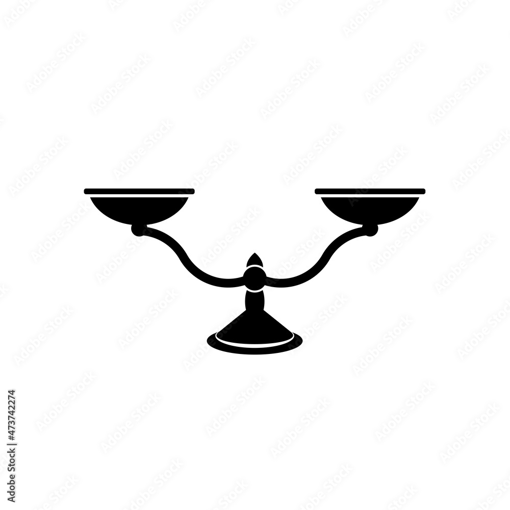Vector scales Icon, isolated on white background. Monochrome illustration. Vector scales Icon, isolated on white background. Monochrome illustration.