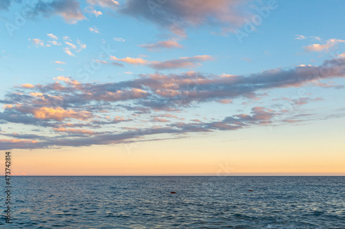 Fototapeta Naklejka Na Ścianę i Meble -  blue sea with sunset view