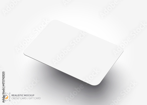Mockup realistic credit / visit / gift card with shadow for your design, isolated on light background. Realistic mockup card. Vector illustration EPS10.