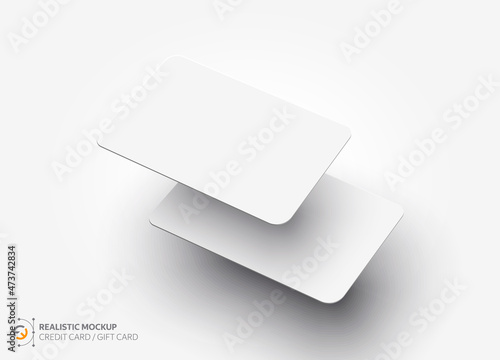 Mockup realistic credit / visit / gift card with shadow for your design, isolated on light background. Realistic mockup card. Vector illustration EPS10.