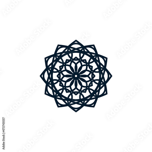 Mandala. Geometric ornament. Decorative symbol. Vector flower icon.