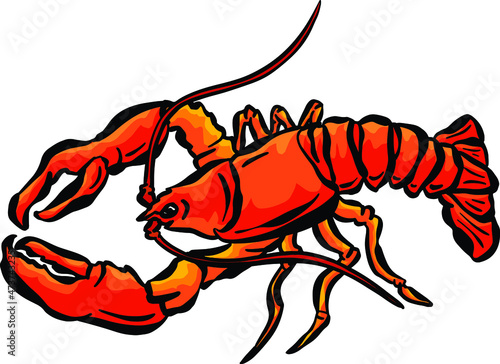 Cartoon Crustacean Shrimp Lobster Fish Vector Illustration
