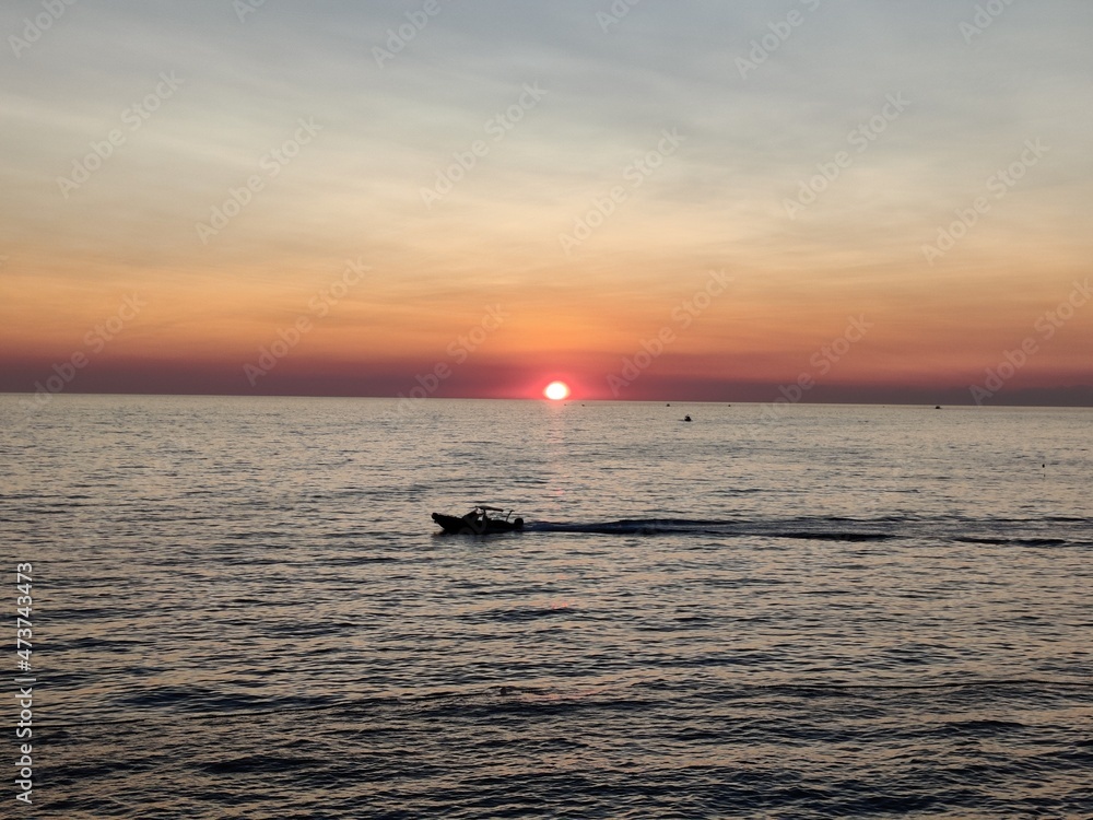 boat at sunset