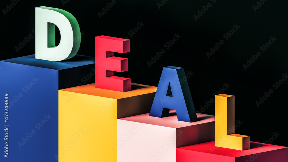 Deal lettering design on colorful blocks Deal lettering design on colorful blocks