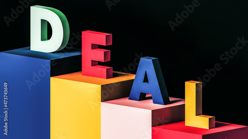 Deal lettering design on colorful blocks photo