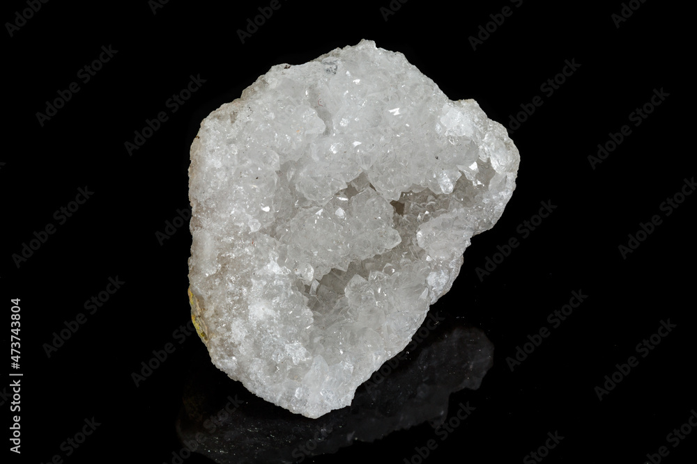 Macro mineral stone rhinestone, rock crystal on a black background Macro mineral stone rhinestone, rock crystal on a black background