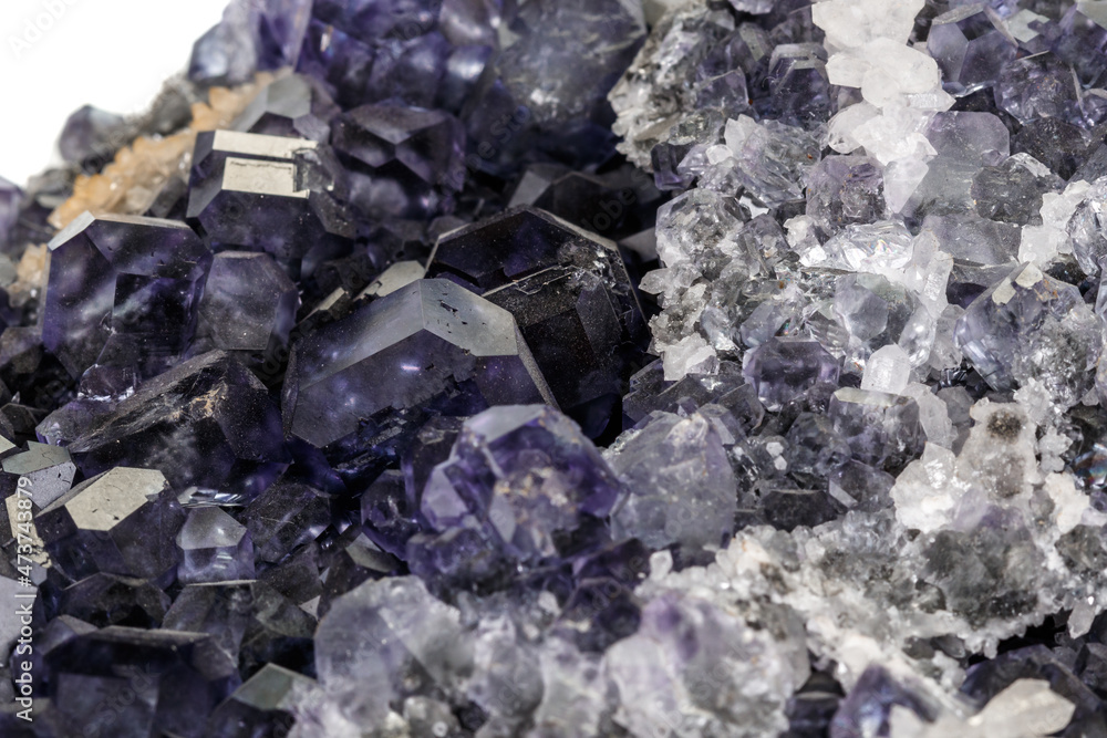 Fototapeta premium macro mineral fluorite stone on white background