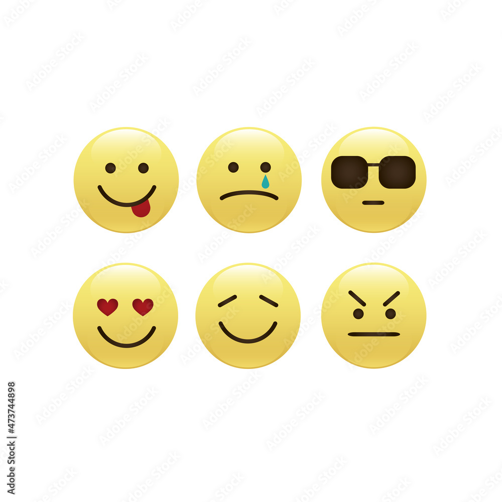 Fototapeta premium Set of smile icons. emoji. emoticons 
