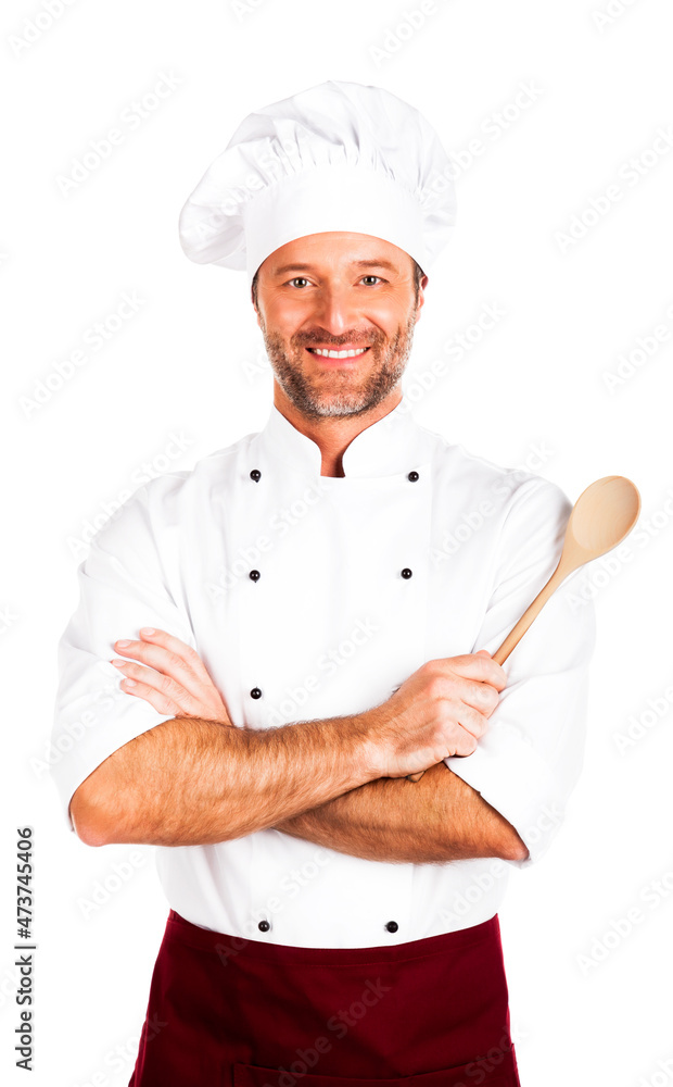 Portrait of a smiling chef isolated on white Portrait of a smiling chef isolated on white
