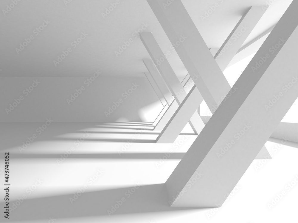 Obraz premium Illuminated corridor interior design. Empty Room Interior Background