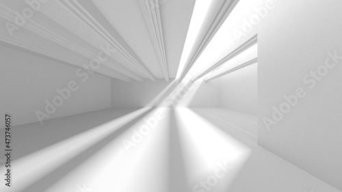 Illuminated corridor interior design. Empty Room Interior Background