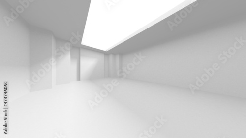 Illuminated corridor interior design. Empty Room Interior Background © VERSUSstudio