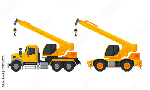 Truck-mounted Crane as Heavy Equipment or Machinery for Construction Task Vector Set
