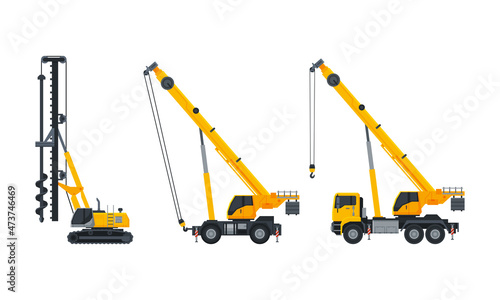 Truck-mounted Crane as Heavy Equipment or Machinery for Construction Task Vector Set