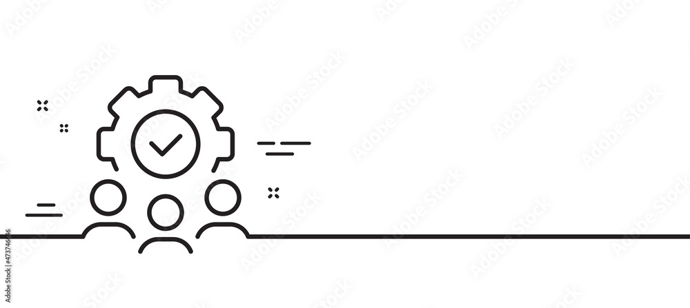 Teamwork line icon. Business workflow sign. Job meeting symbol. Minimal line illustration background. Teamwork line icon pattern banner. White web template concept. Vector