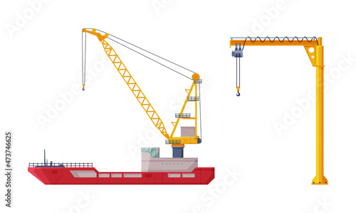 Fotografija Crane Machine Equipped with Hoist Rope and Sheaves for Lifting and Lower Heavy F