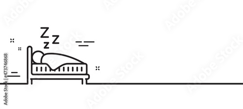 Sleep line icon. Night rest bed sign. Human bedtime symbol. Minimal line illustration background. Sleep line icon pattern banner. White web template concept. Vector