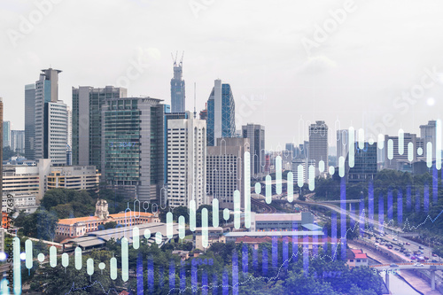 Photography Forex and stock market chart hologram over panorama city view of Kuala Lumpur