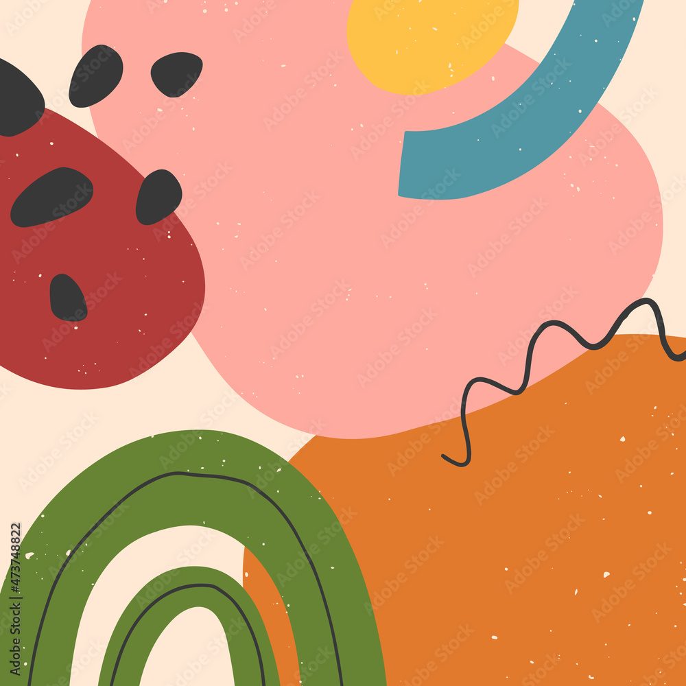Fototapeta premium Abstract vector illustration with hand drawn various organic shapes and graphic elements.Trendy artistic contemporary design perfect for prints,flyers,banners,invitations,branding design,covers,fabric