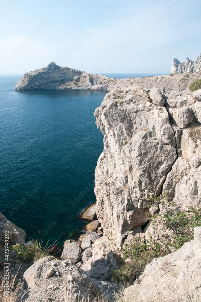 Morning view of Kapchik cape in Crimea from the so-called Galytsin route near New Light resort, Russian Federation