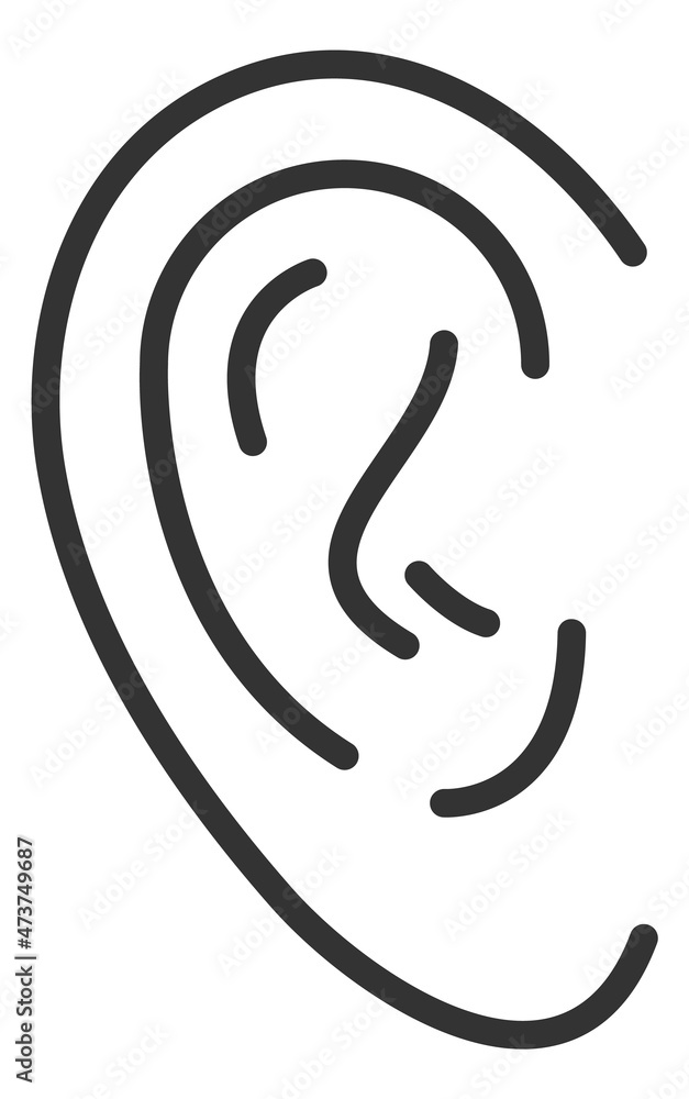 Ear line icon. Hearing symbol. Audible logo Ear line icon. Hearing symbol. Audible logo