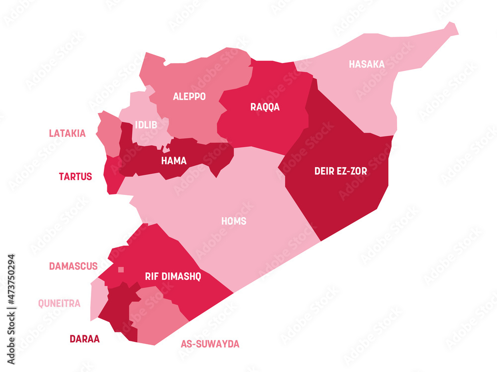 Syria - regional map of governorates
