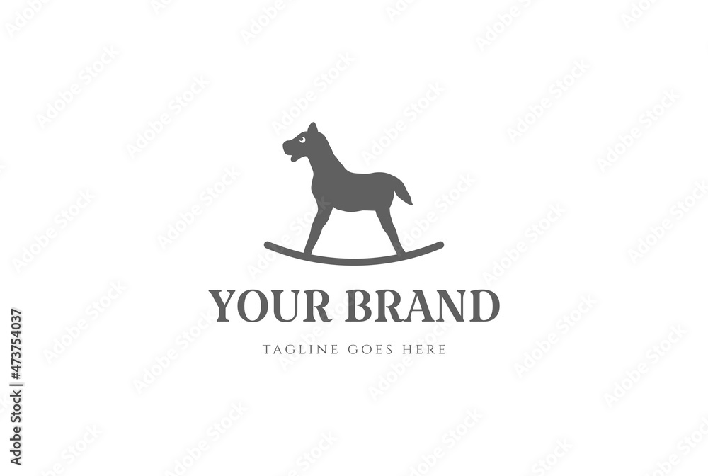 Vintage Retro Horse Toys for Store or Shop Logo Design Vector