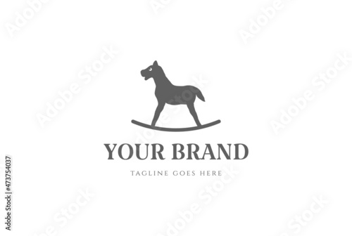 Vintage Retro Horse Toys for Store or Shop Logo Design Vector