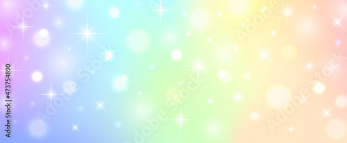 キラキラ光る虹色の横長背景のベクターイラスト