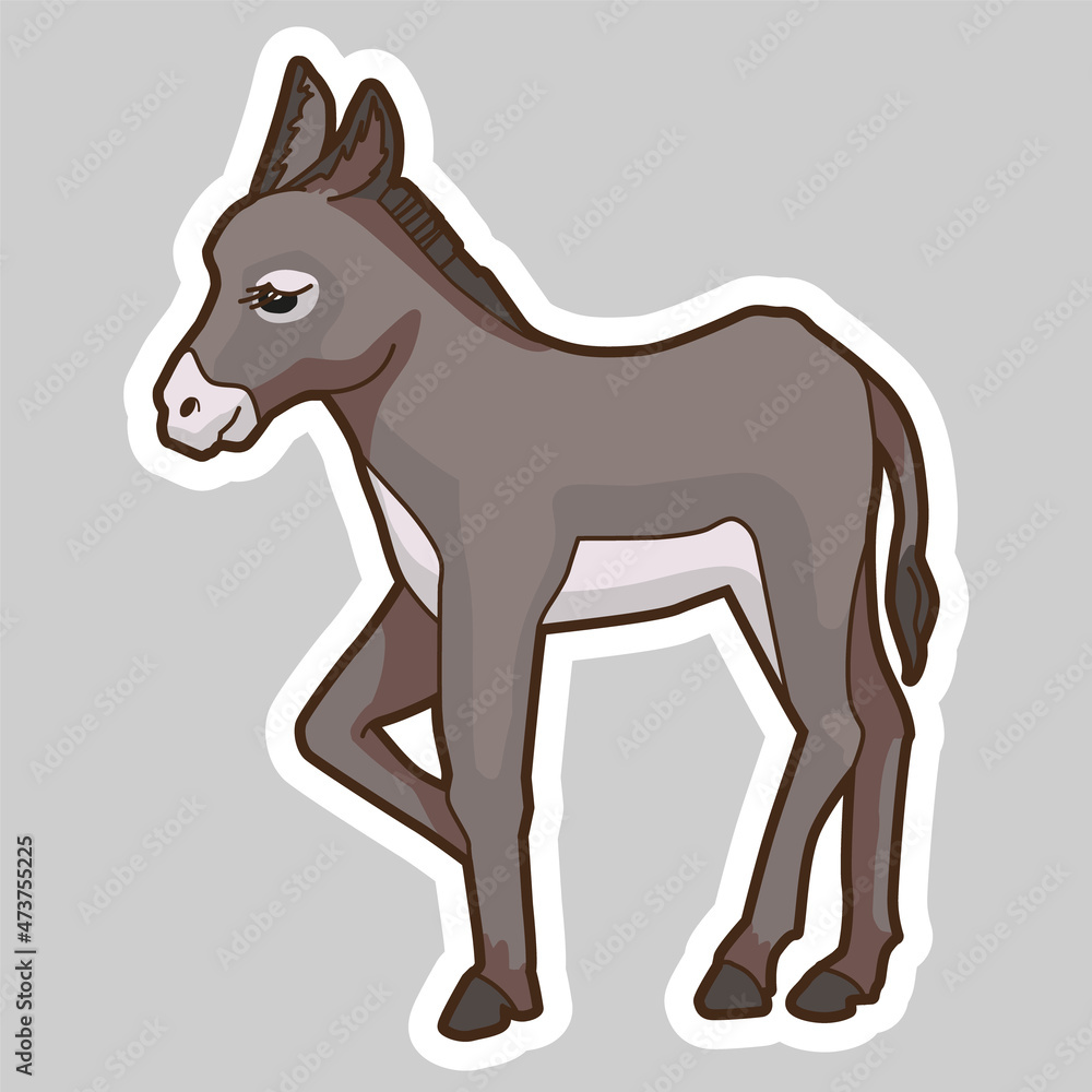 The donkey is standing. Isolated vector clipart for Christmas Nativity Scene