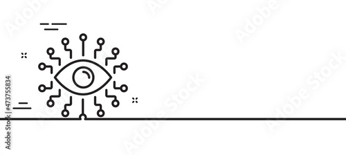 Artificial intelligence line icon. All-seeing eye sign. Minimal line illustration background. Artificial intelligence line icon pattern banner. White web template concept. Vector