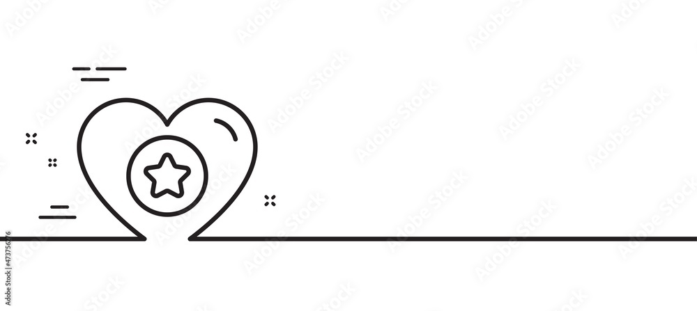 Heart and Star line icon. Favorite like sign. Positive feedback symbol. Minimal line illustration background. Heart line icon pattern banner. White web template concept. Vector