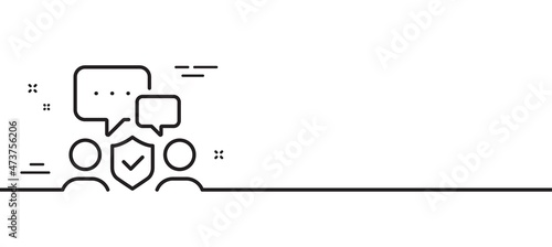 Security agency line icon. Body guards sign. Private protection symbol. Minimal line illustration background. Security agency line icon pattern banner. White web template concept. Vector
