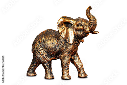 Bronze elephant figurine isolated on white background. © OLGA RA