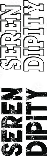 set of black and white letters serendipity