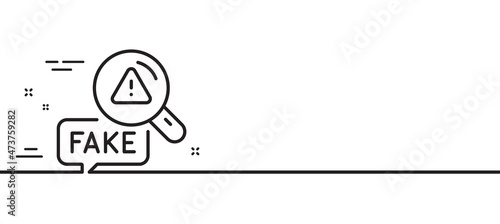 Fake news line icon. Propaganda conspiracy sign. Check wrong truth symbol. Minimal line illustration background. Fake news line icon pattern banner. White web template concept. Vector