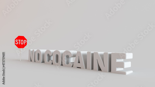 No Cocaine 3D Concept of social problems with drug addiction, International Day Against Drugs
 photo
