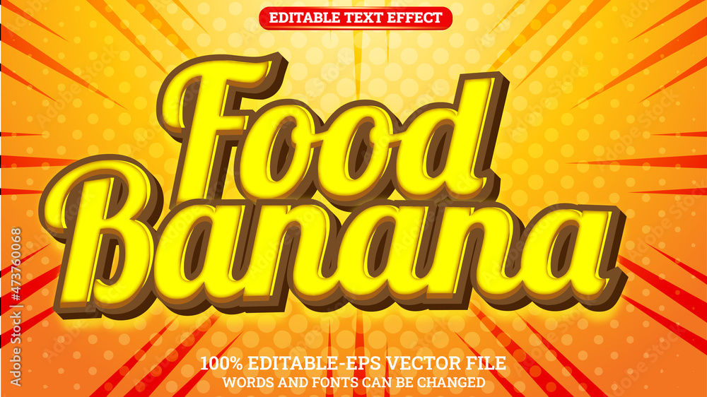 3D Text Effect Style Editable Food Banana