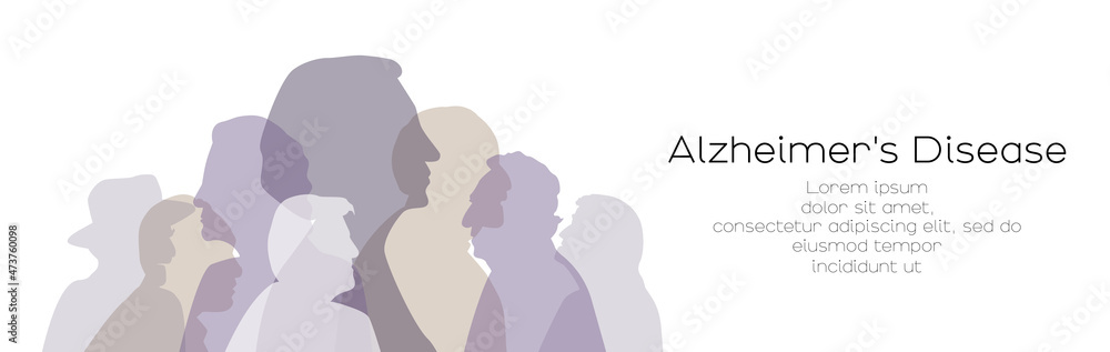 Alzheimer's Disease banner. Card with place for text. Flat vector illustration.