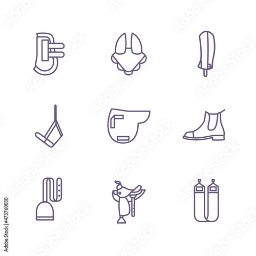 Equestrian outline icons, online shop design